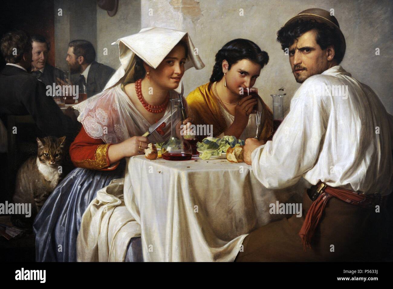 In un "Osteria Romana', da Carl Bloch, 1866, olio su tela, 148,5 x 177,5 cm. Galleria nazionale di Danimarca, Copenaghen. Foto Stock