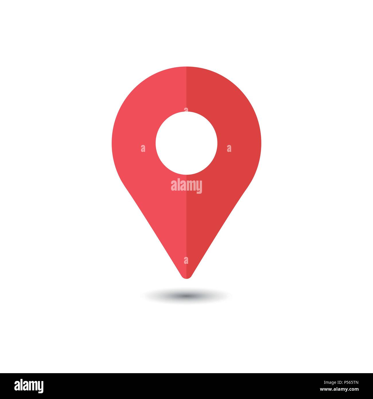 Perno rosso icona localizzazione. simbolo iconico, sulla trasparenza griglia. Vettore design iconico. Illustrazione Vettoriale