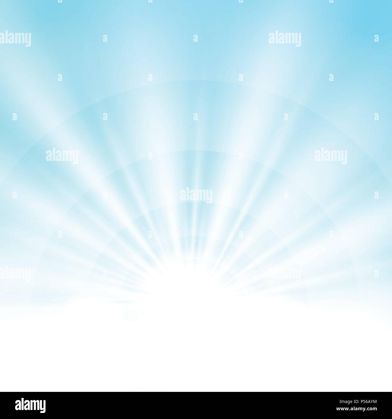 Centro sunburst effetto luce sul panno morbido pulito cielo azzurro sfondo con lo spazio di testo, flying banner illustrazione eps vettoriali10 Illustrazione Vettoriale