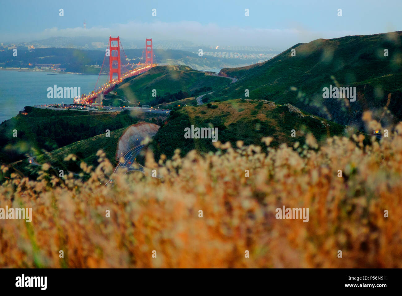 Le strade vicino al Golden Gate Bridge, il Presidio di San Francisco, California, Stati Uniti d'America Foto Stock