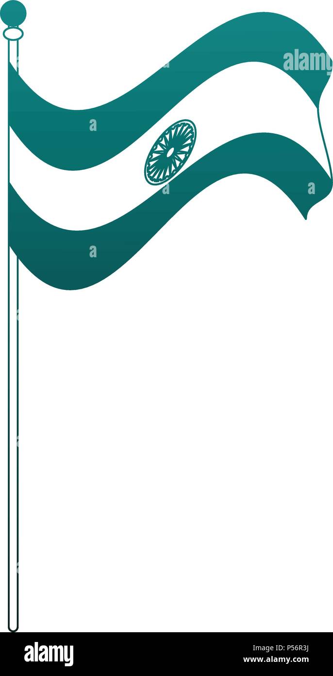 Bandiera dell'India la pole in linee blu Illustrazione Vettoriale