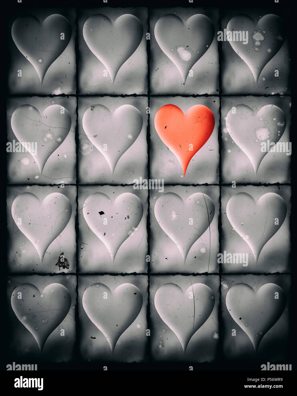 Sfondo concettuale immagine del cuore le forme in una riga Foto Stock