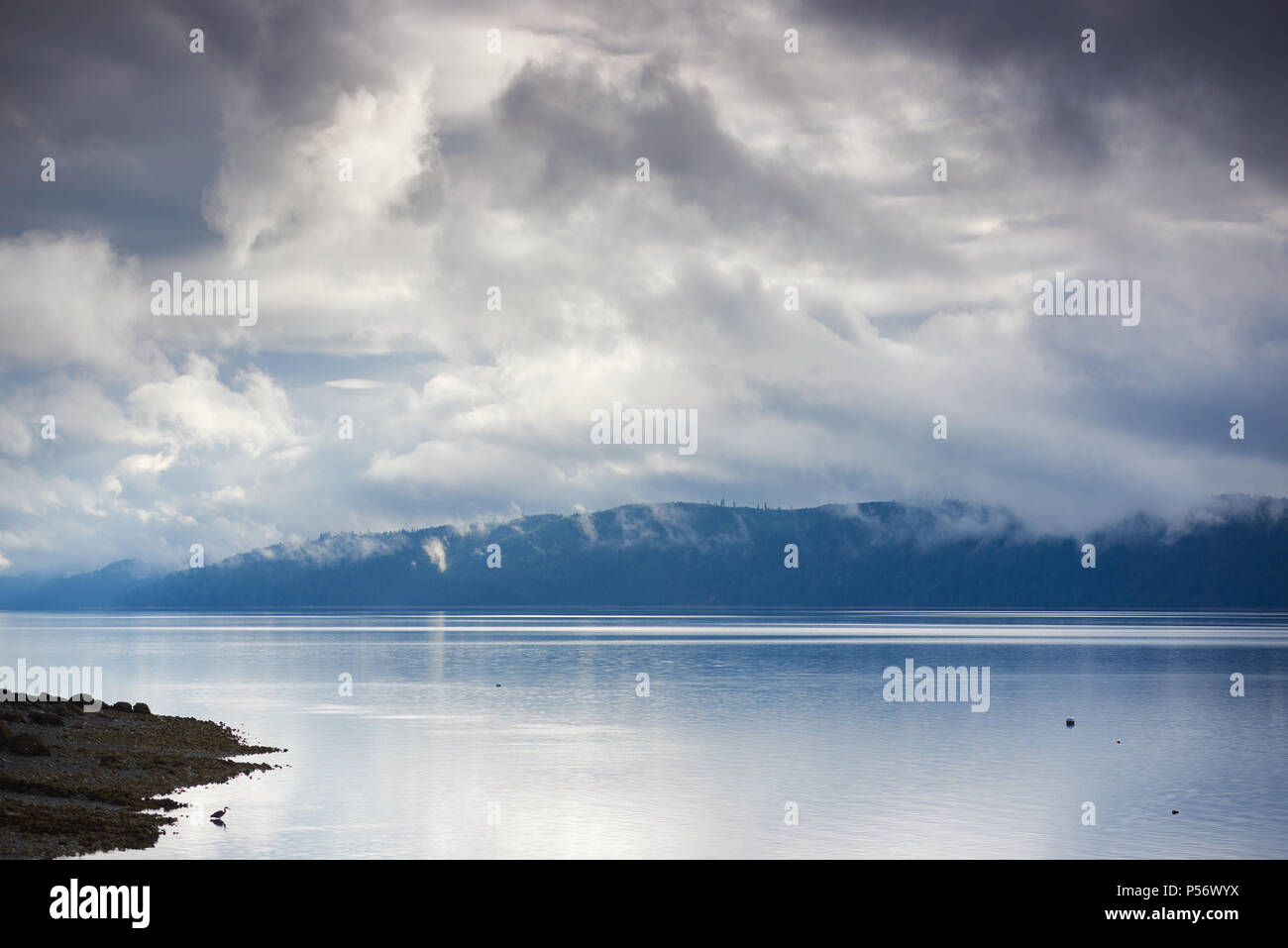 Aria di tempesta sulle acque del canale del cofano, Washington Foto Stock