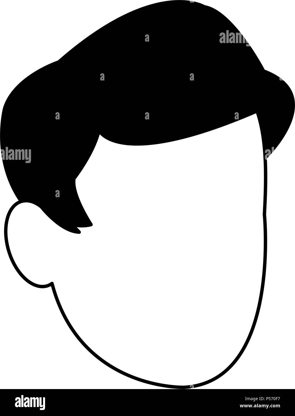 Giovane uomo volto in bianco e nero Illustrazione Vettoriale