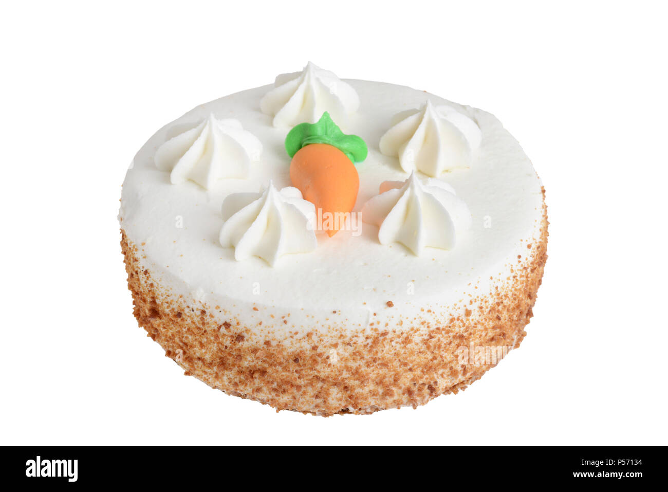 Isolato la torta di carote con la glassa Foto Stock