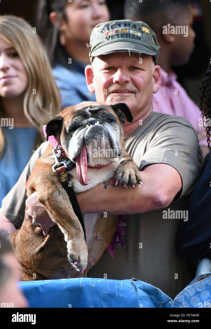 New York, NY, STATI UNITI D'AMERICA. Il 25 giugno, 2018. Zsa Zsa, i mondi più brutto cane, appare sulla Today Show. Zsa Zsa il 9 anno vecchio inglese Bull cane e i suoi proprietari, Megan e Jesse Brainard battere 13 altri concorrenti per portare a casa un trofeo e un $1.500 verificare in corrispondenza del sabato della concorrenza. fuori e circa per celebrità Candids - MON, New York, NY Giugno 25, 2018. Credito: Derek Storm/Everett raccolta/Alamy Live News Foto Stock New York, NY, STATI UNITI D'AMERICA. Il 25 giugno, 2018. Zsa Zsa, i mondi più brutto cane, appare sulla Today Show. Zsa Zsa il 9 anno vecchio inglese Bull cane e i suoi proprietari, Megan e Jesse Brainard battere 13 altri concorrenti per portare a casa un trofeo e un $1.500 verificare in corrispondenza del sabato della concorrenza. fuori e circa per celebrità Candids - MON, New York, NY Giugno 25, 2018. Credito: Derek Storm/Everett raccolta/Alamy Live News Foto Stock