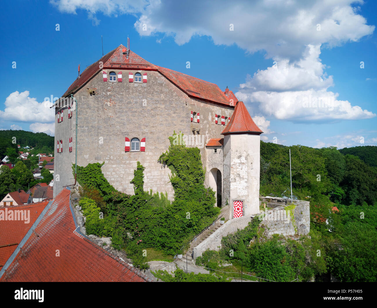 Il castello di Hiltpoltstein, Switzerland-Veldenstein francone Foresta Parco Natura Park, Alta Franconia, Franconia, Baviera, Germania Foto Stock