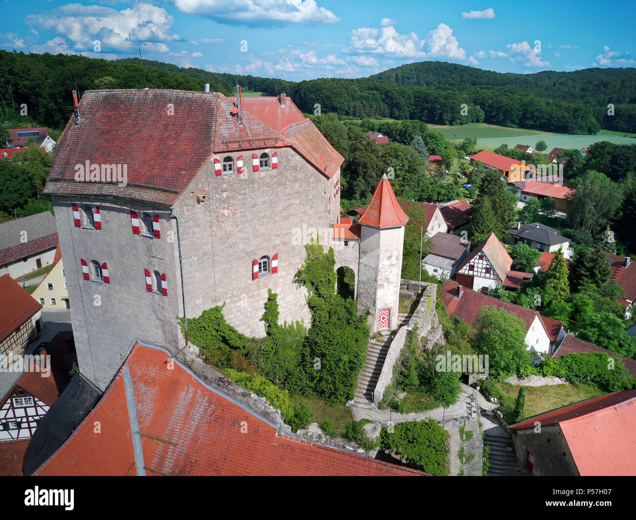 Il castello di Hiltpoltstein, Switzerland-Veldenstein francone Foresta Parco Natura Park, Alta Franconia, Franconia, Baviera, Germania Foto Stock