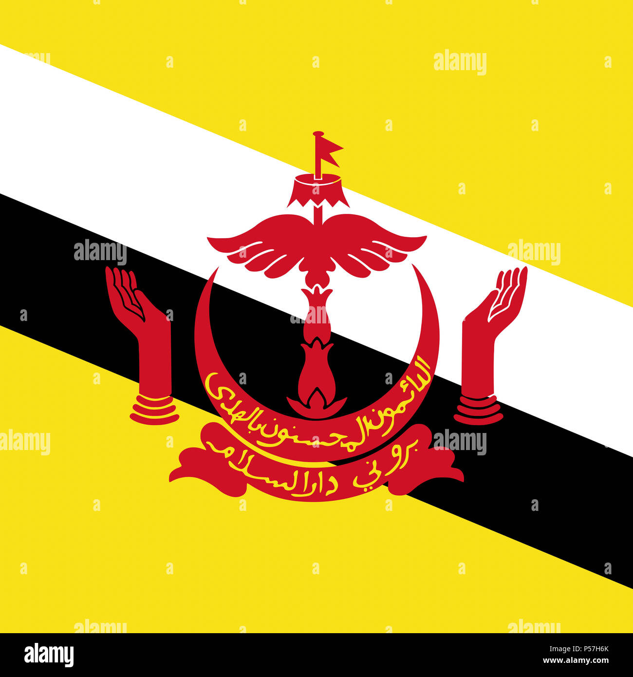 Gazzetta bandiera nazionale del Brunei Darussalam Foto Stock