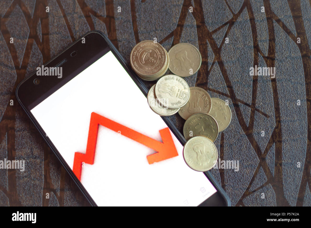Indian Stock Market Crash e molto meno ritorna da azioni. Azioni vendute a prezzi inferiori Foto Stock