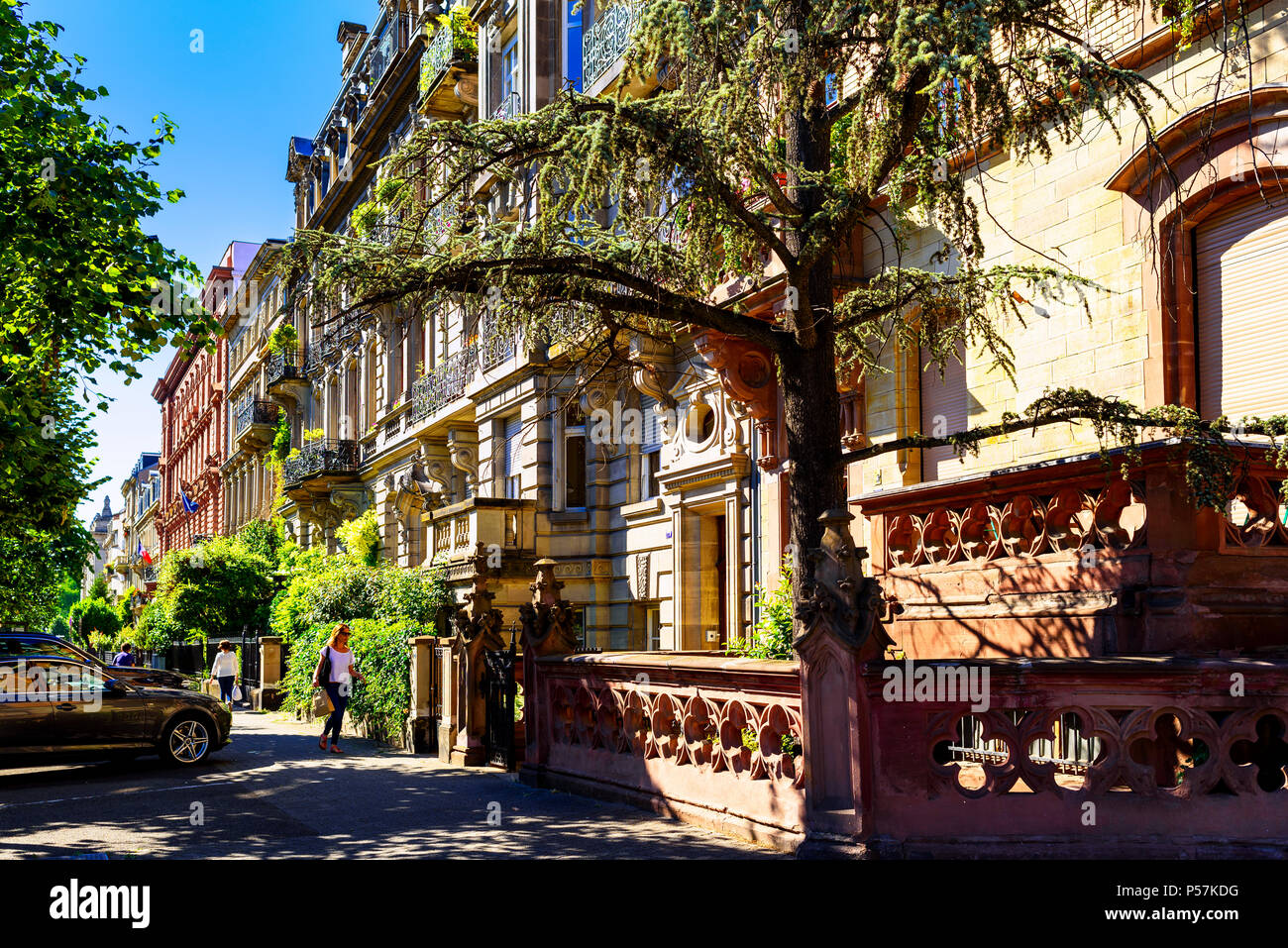 Strasburgo, Guglielmino edifici residenziali,del XIX secolo, quartiere Neustadt, Alsazia, Francia, Europa Foto Stock