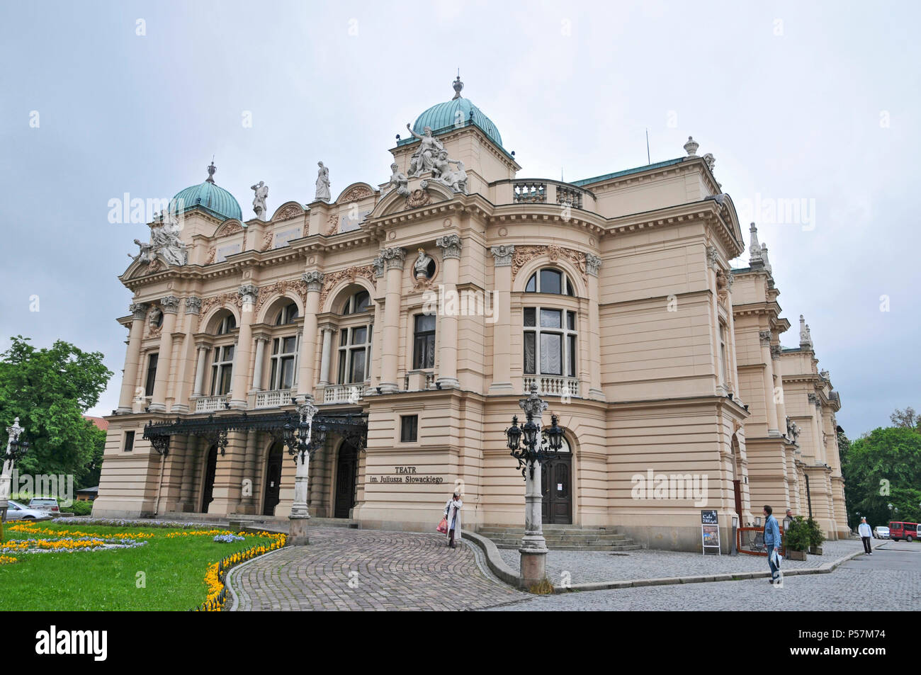 Juliusz Słowacki Theatre dal lato destro, Cracovia, Est Europa Foto Stock