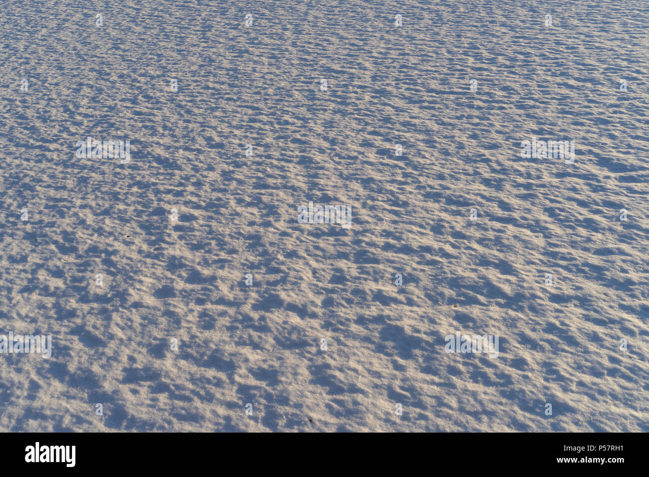 Bellissimi dettagli del bianco della neve sul lago ghiacciato nella luce del tramonto. Modello di Nizza e strutture. Buona texture e immagine di sfondo. Foto Stock