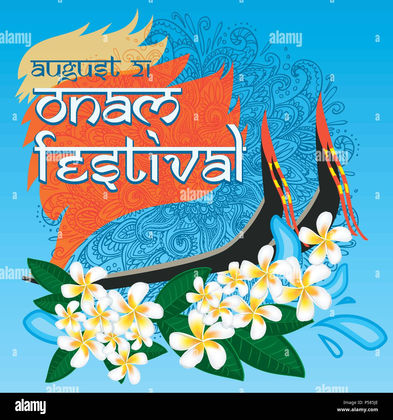 Felice Onam festival del Sud India Kerala Illustrazione Vettoriale