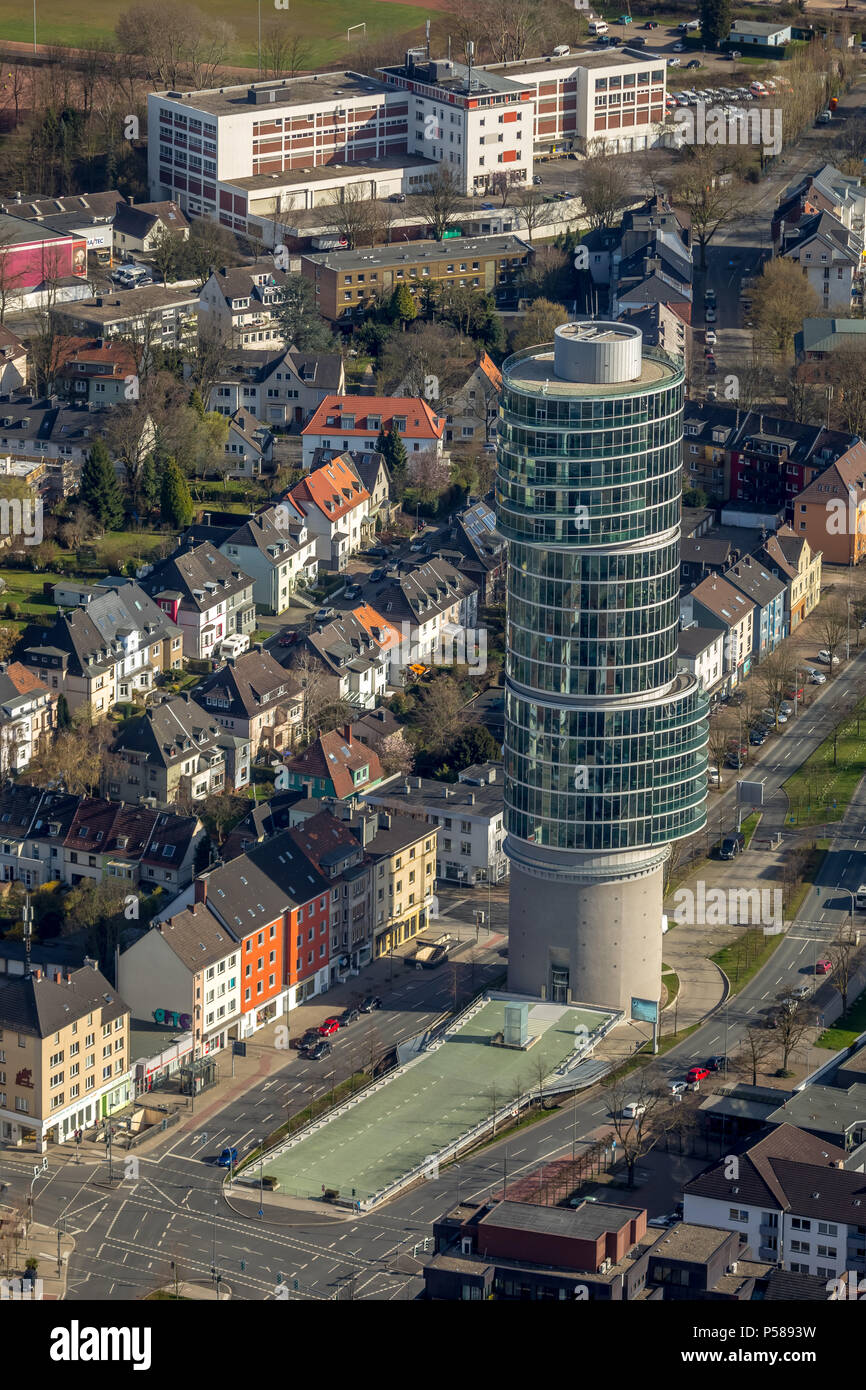 Edificio per uffici in un WW2 bunker, Exzenter house Bochum, Universitätsstraße, straordinaria architettura, a Bochum nel NRW. Bochum, la zona della Ruhr, Nord Rhi Foto Stock