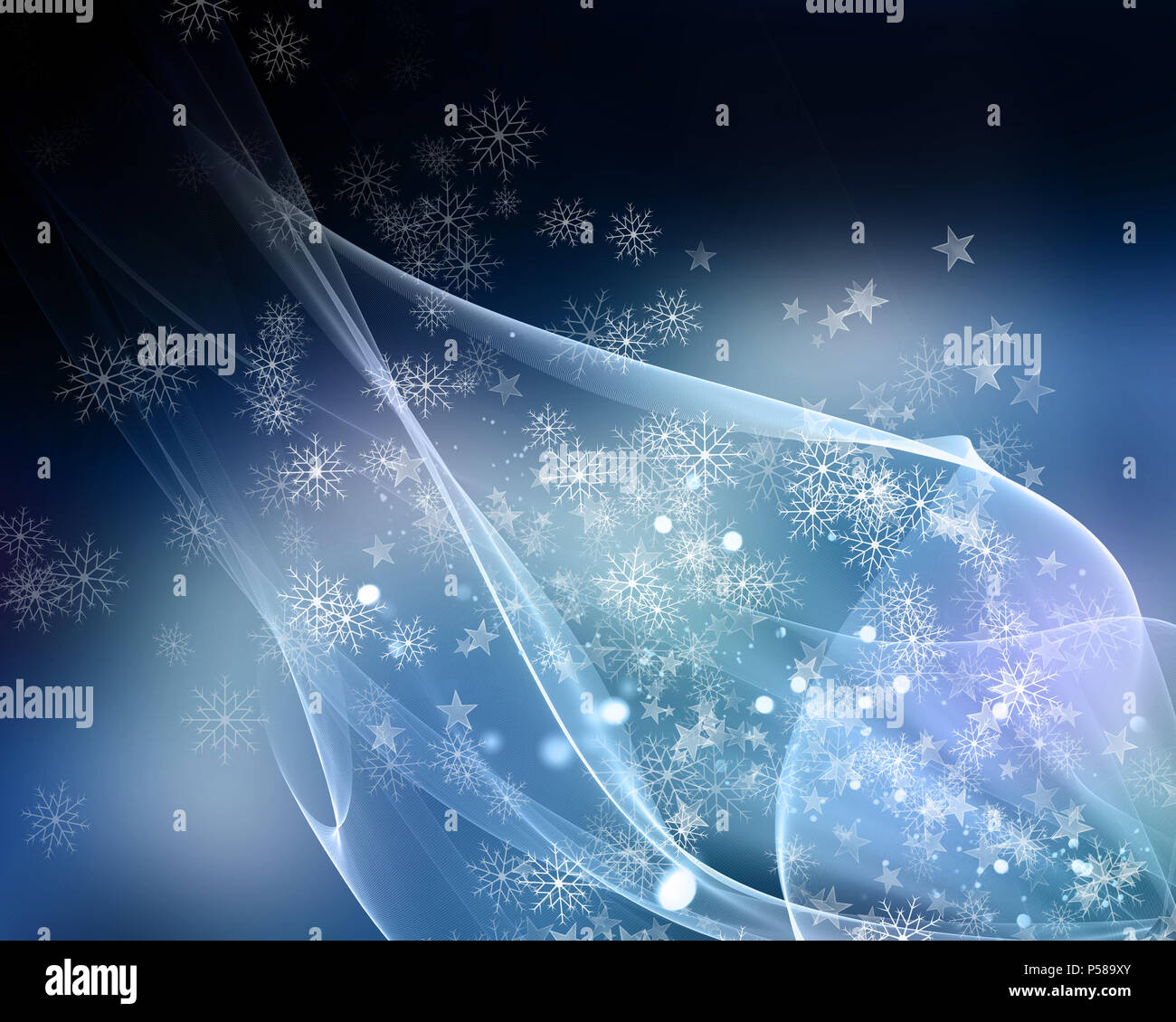 Abstract sfondo di Natale di fiocchi di neve e stelle Foto Stock