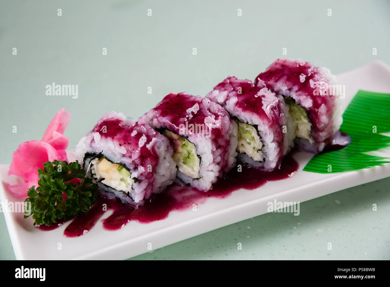 Fragola Sushi Foto Stock