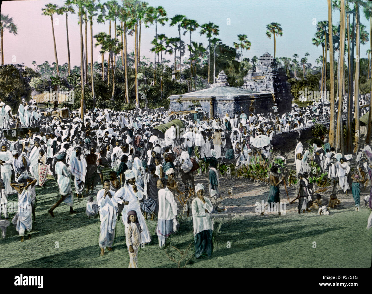 Magha Purnima Festival, Masulipatnam, India, Hand-Colored Magic Lantern Slide, Newton & Company, 1910 Foto Stock