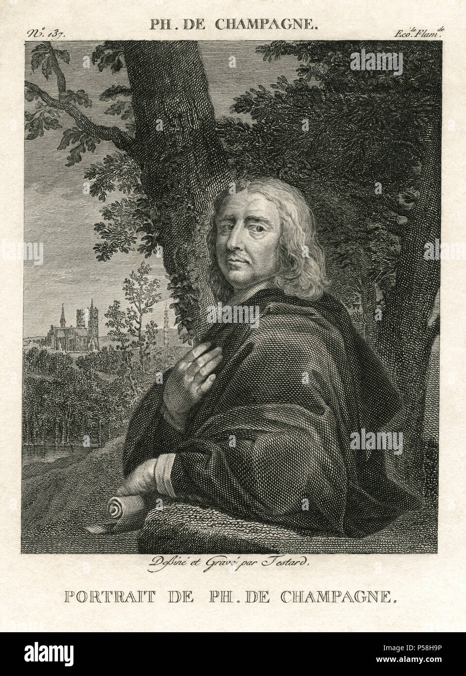 Philippe de Champaigne (1602-1674), Francese di epoca barocca pittore, incisione Foto Stock