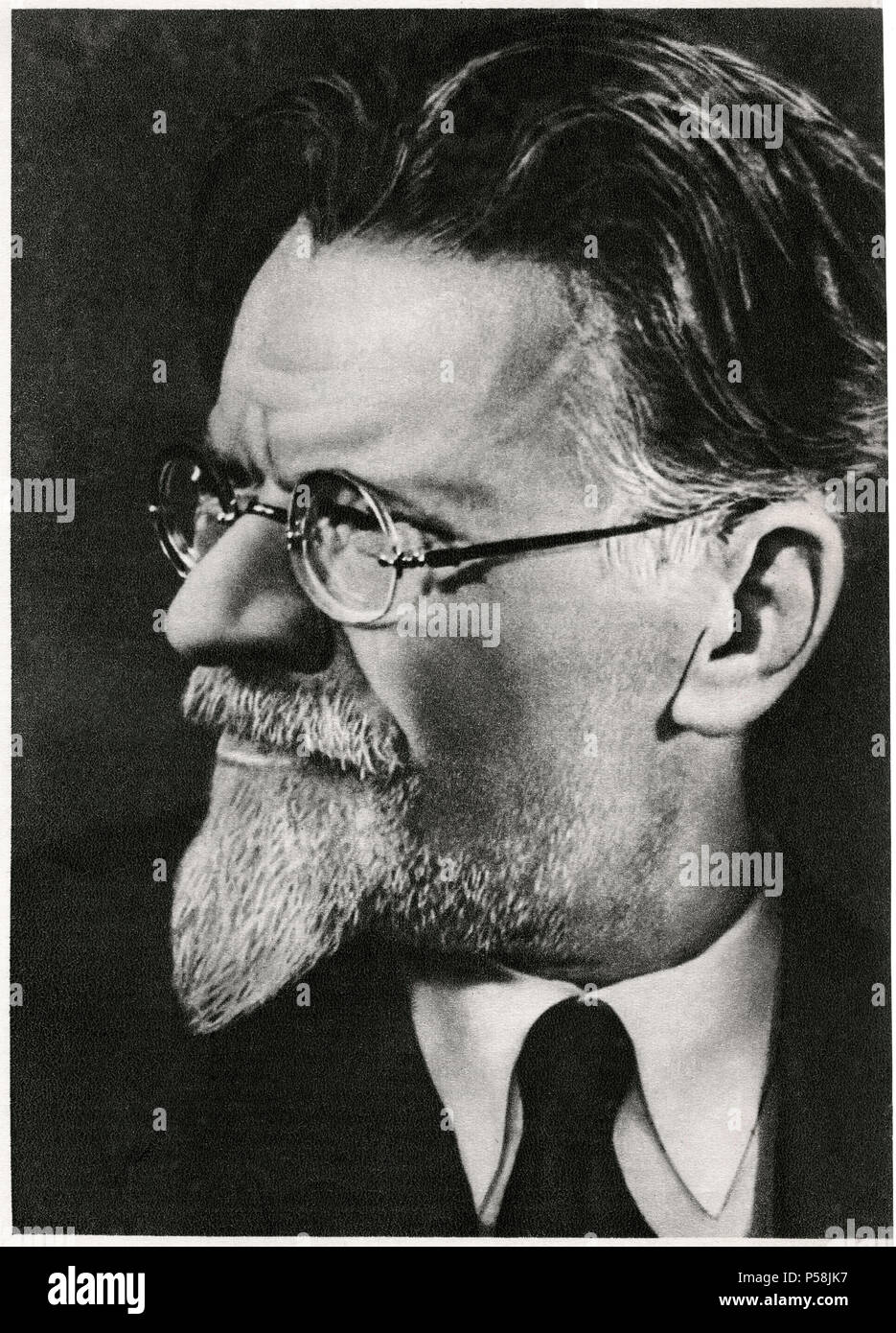 Mikhail Ivanovich Kalinin (1875-1946), uomo politico sovietico e presidente del Presidium del Soviet Supremo dell' URSS, Ritratto Foto Stock