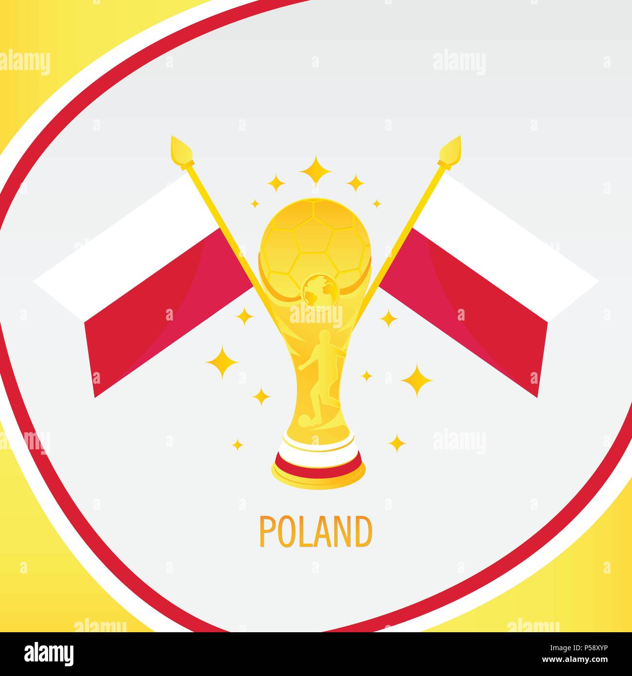 Polonia campione di calcio 2018 - Bandiera e Golden Trophy / Cup Illustrazione Vettoriale