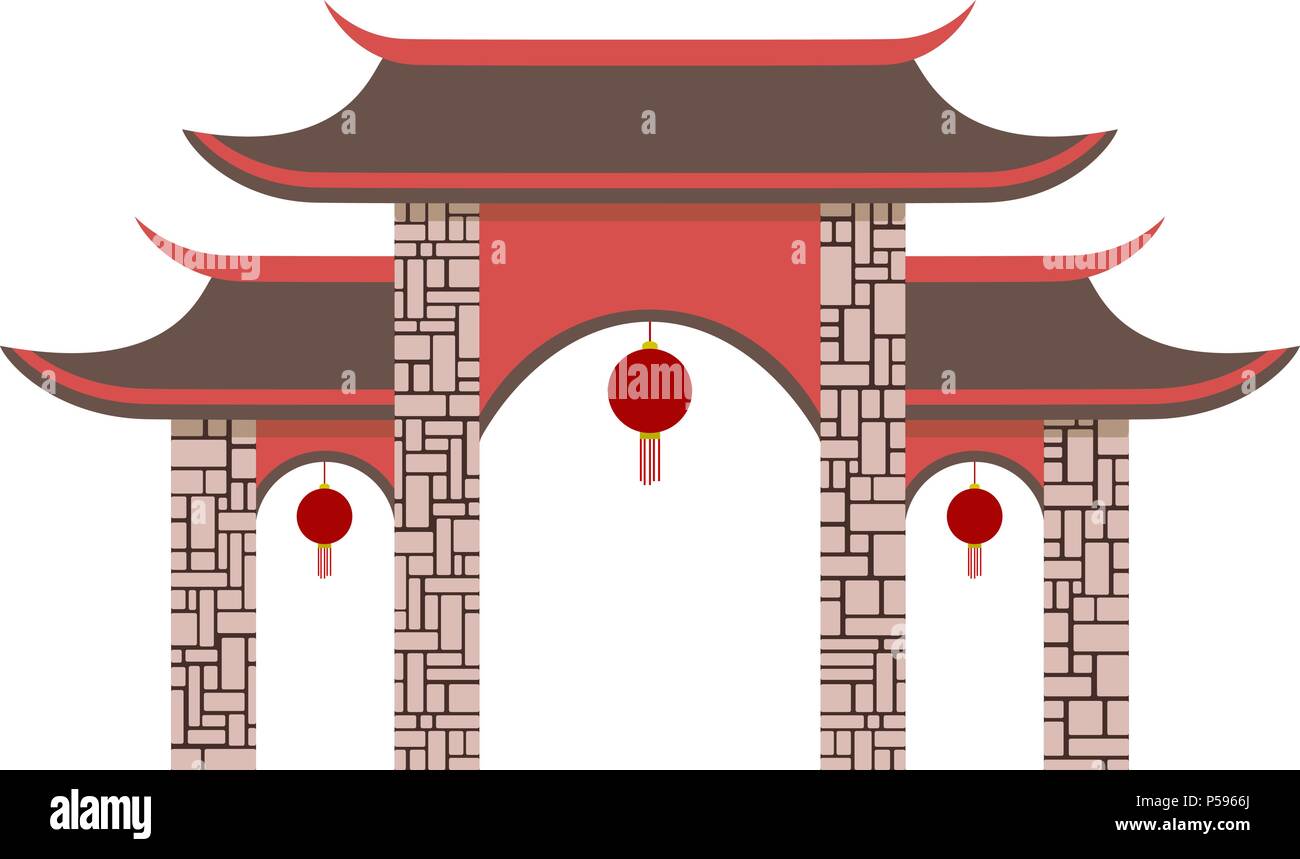 Semplice padiglione Cinese gate. Illustrazione Vettoriale