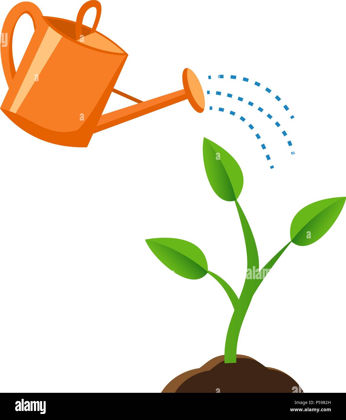 Una piccola pianta che cresce in terra di tipo piatto. Illustrazione Vettoriale