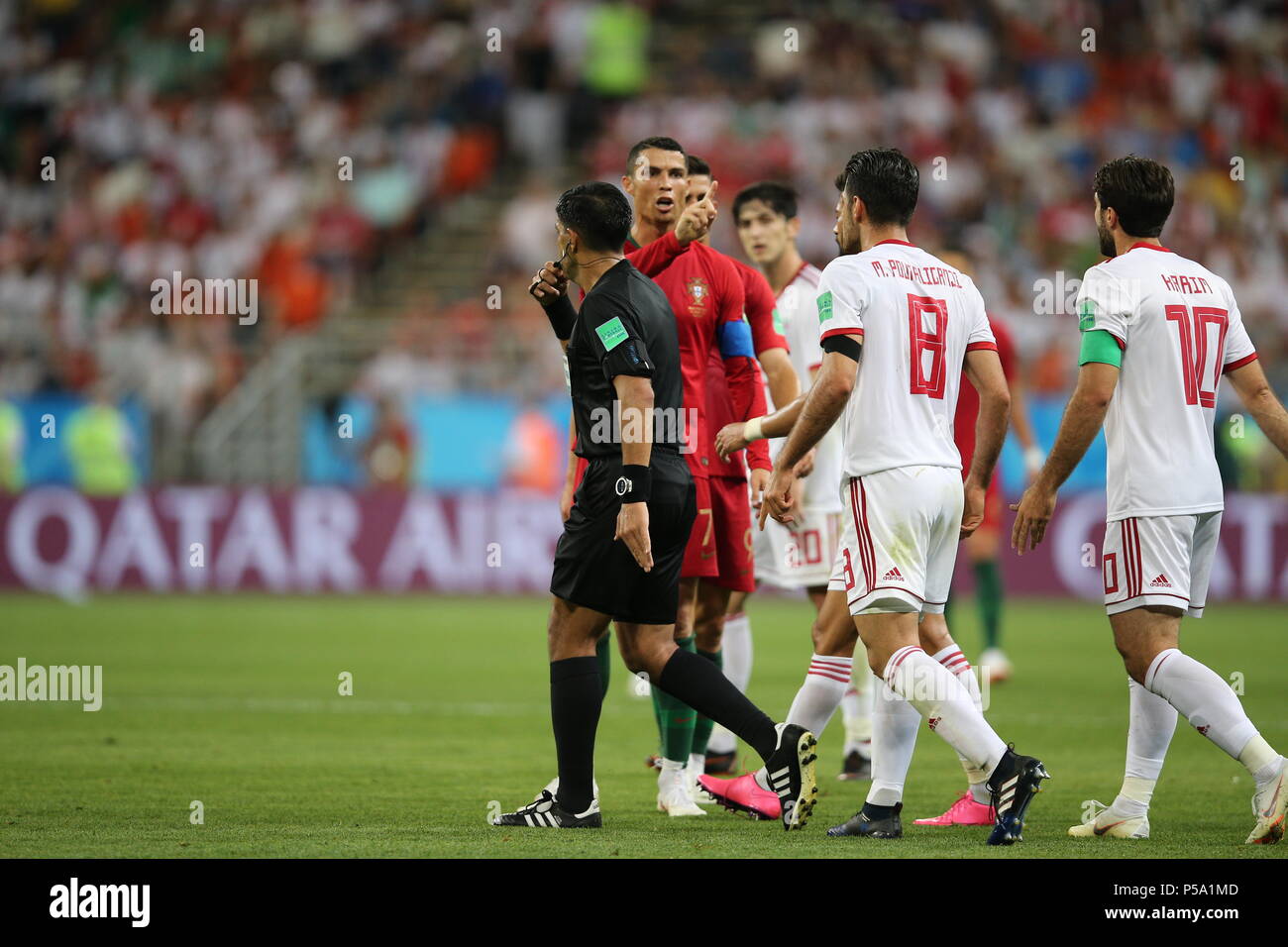 Saransk, Russia. 25 GIU, 2018. in azione durante la Coppa del Mondo FIFA Russia 2018, gruppo B, la partita di calcio tra IRAN V del Portogallo in MORDOVIA ARENA STADIUM di SARANSK. Credito: marco iacobucci/Alamy Live News Foto Stock