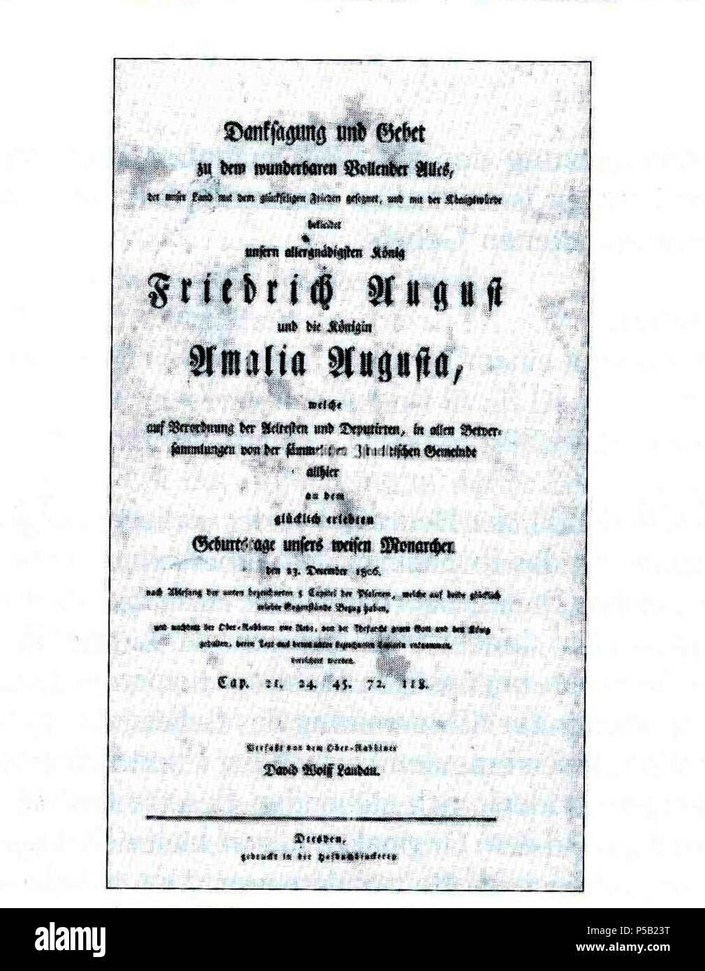 N/A. Inglese: David Wolff Landau, Danksagung und Gebet zu dem Vollender wunderbaren, Dresda 1806 . 1806. David Wolf Landau 416 David Wolff Landau, Danksagung und Gebet zu dem Vollender wunderbaren, Dresda 1806 Nr.2 Foto Stock