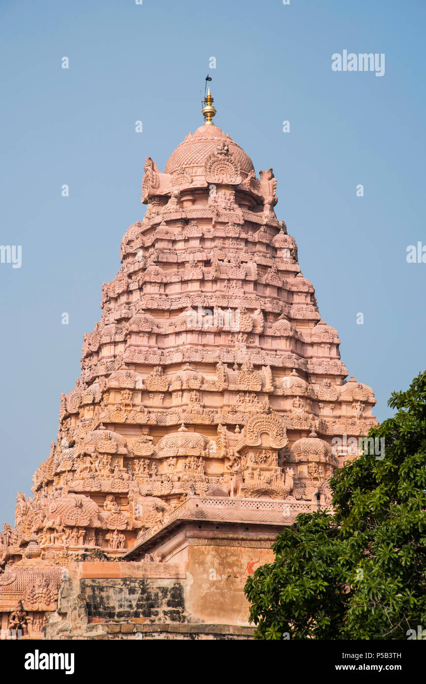 Vista esterna del tempio di Shiva, Gangaikonda Cholapuram, Tamil Nadu, India Foto Stock