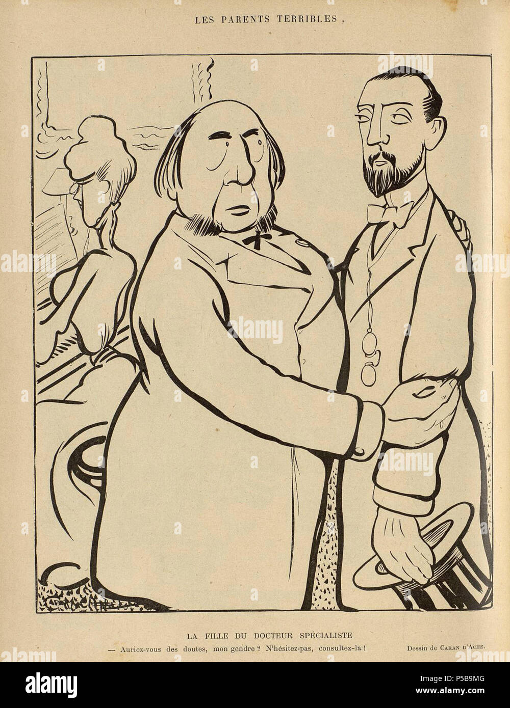 N/A. Inglese: Caricatura 'Les genitori terribles" pubblicato nel "Le Rire' . Aprile 1902. Caran d'Ache (1858-1909) nomi alternativi nascita Nome: Emmanuel Poiré Descrizione disegnatore satirico francese e fumettista Data di nascita e morte 6 Novembre 1858 26 febbraio 1909 Luogo di nascita e morte Mosca Parigi posizione di lavoro autorità di Parigi controllo : Q708521 VIAF:95810986 ISNI:0000 0000 8346 0416 ULAN:500021060 LCCN:N82117811 NLA:35834451 WorldCat 270 Caran d'ache les genitori terribles le rire 1902 Foto Stock