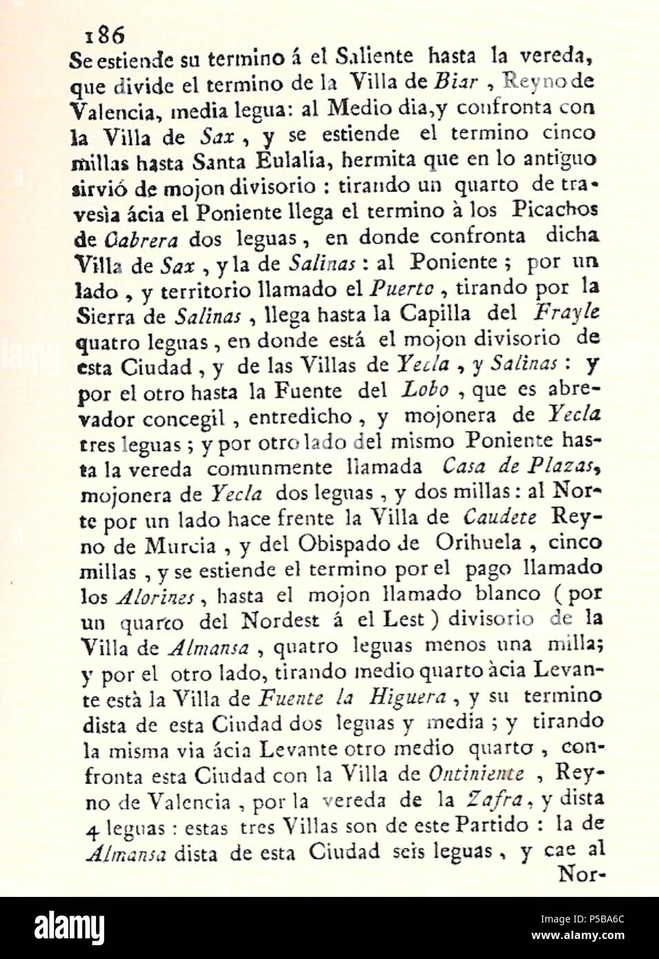 N/A. Español: Es onu escaneo de la revista "Correo generale de España " que versa sobre Villena . 1771. Marino Nipho 382 Correo.1771-02-15--186 Foto Stock