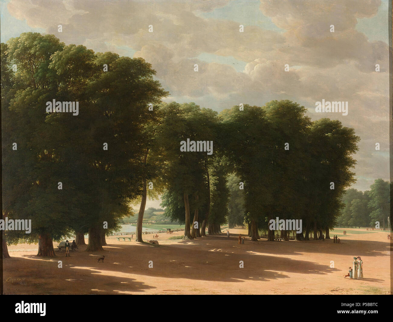 De ingang van het park van Saint-Cloud in Parijs . Nederlands: de ingang van het park St. Cloud te Parijs. Landschap incontrato flanerende wandelaars, in de verte de Pont de Sèvres over de Seine. ; Pieter Rudolph Kleijn (1785-1816), Parijs, 1809, olieverf op doek . 1809. N/A 421 de ingang van het park van Saint-Cloud in Parijs Rijksmuseum SK-A-646 Foto Stock