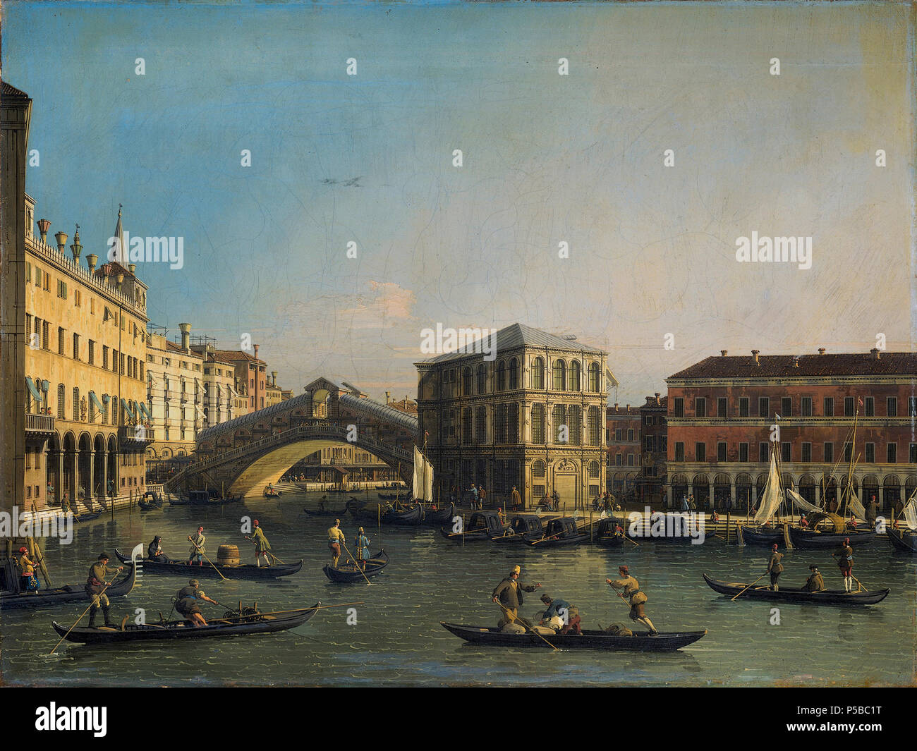 Il Canal Grande con il Ponte Rialto e il Fondaco dei Tedeschi 1707 - 1750. N/A 266 Caneletto - Het Canal Grande met de Ponte Rialto en de Fondaco dei Tedeschi. Foto Stock