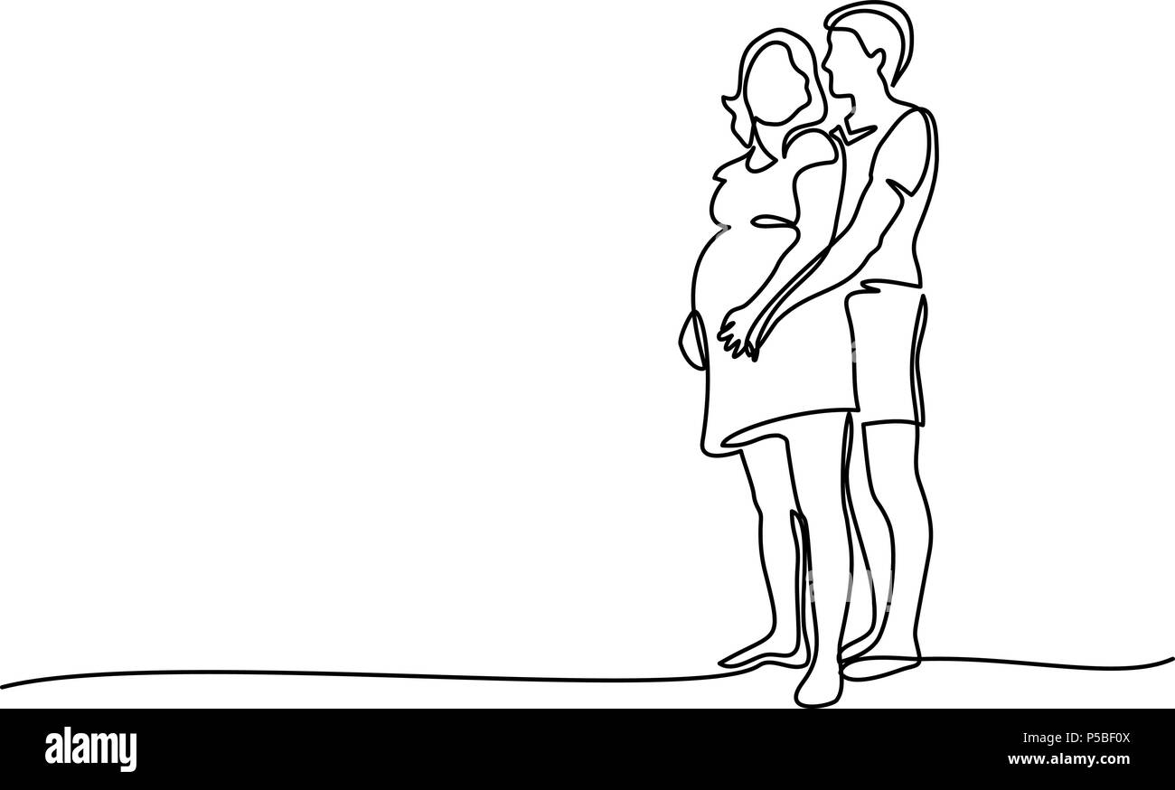 Felice donna incinta a piedi con suo marito Illustrazione Vettoriale