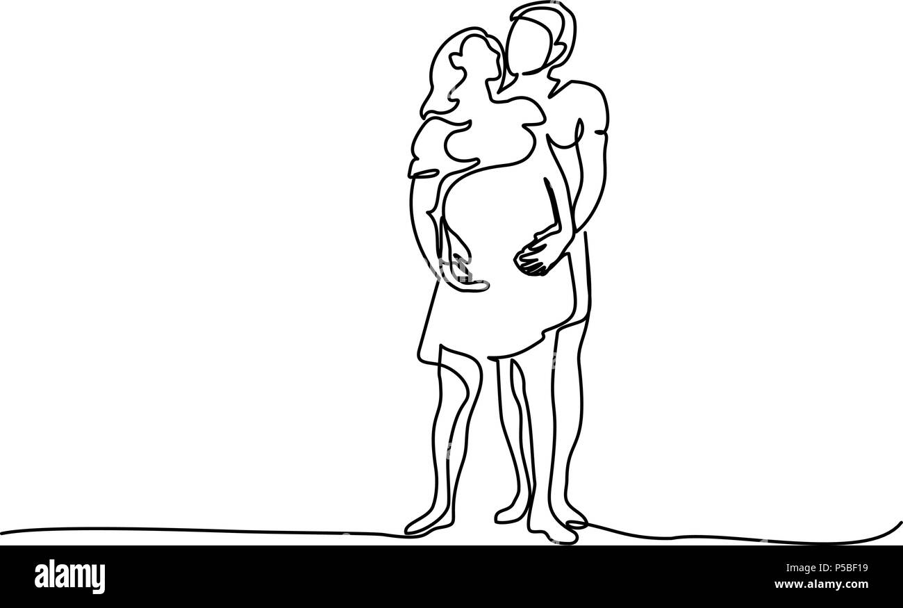 Felice donna incinta a piedi con suo marito Illustrazione Vettoriale