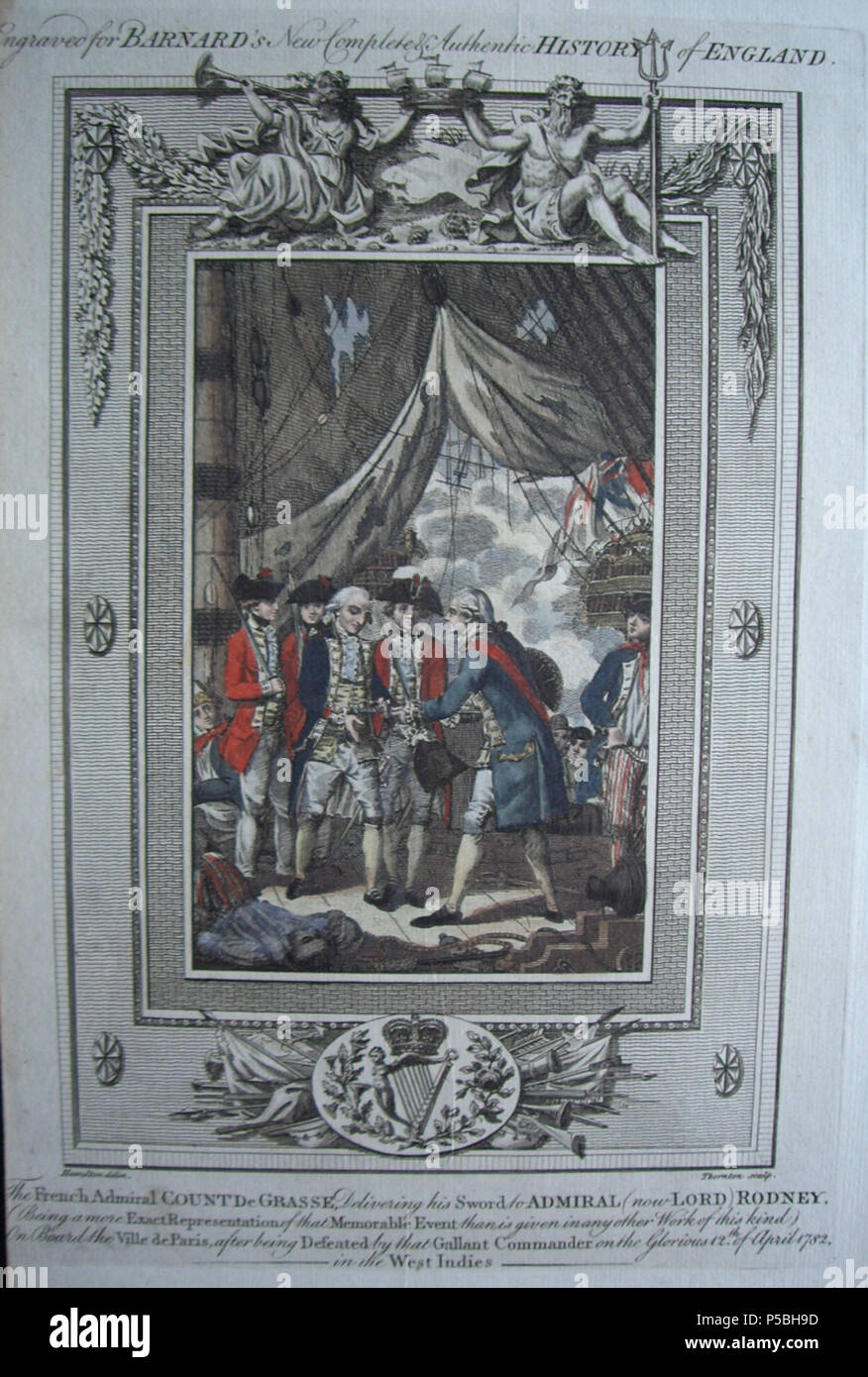 N/A. Inglese: UN 1785 incisione di Rodney accettando la rinuncia di de Grasse. 1785. Sconosciuto 171 Barnard della storia dell'Inghilterra - Rodney accetta la rinuncia di deGrasse Foto Stock