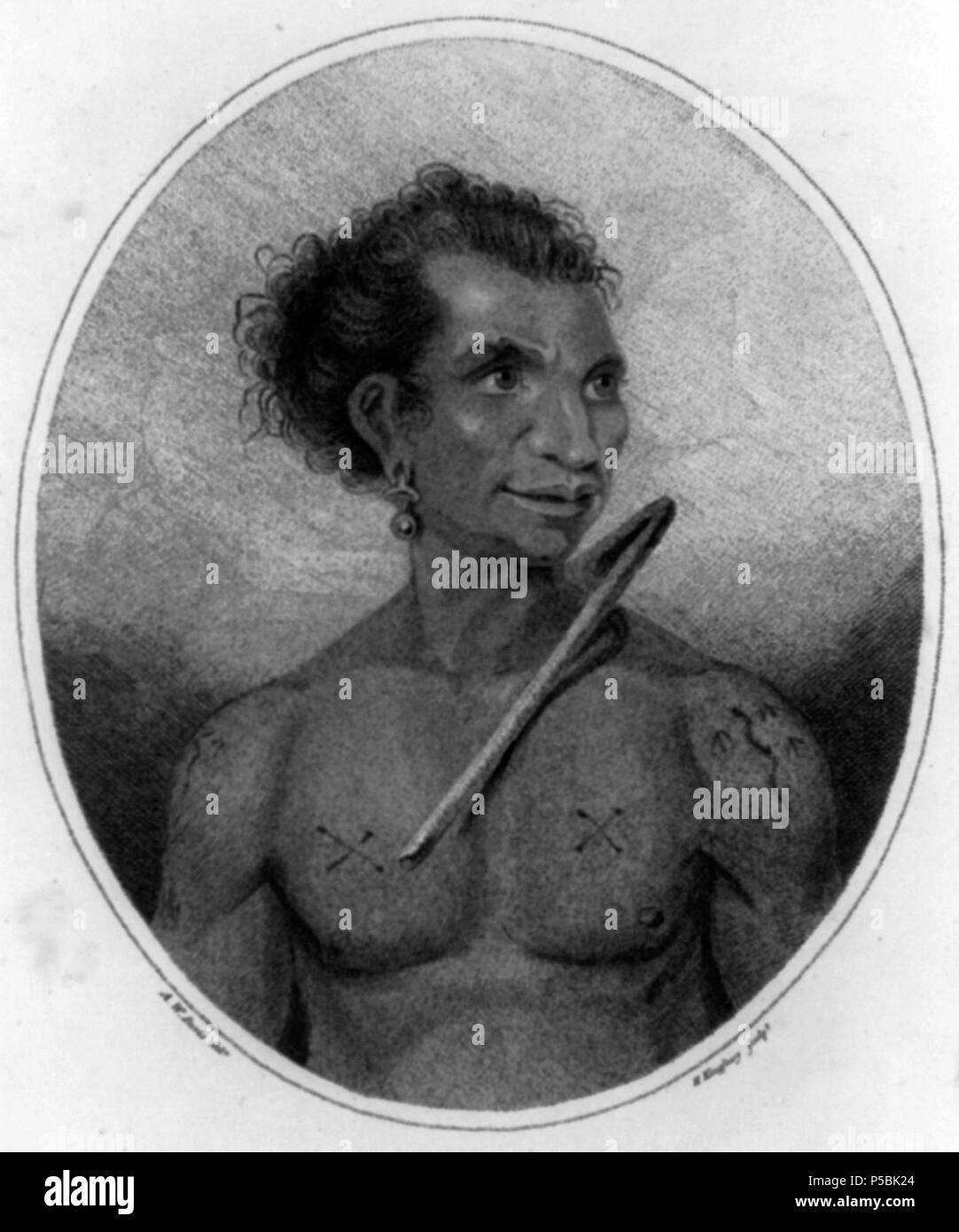 N/A. Inglese: Abba Thulle, re di Pelew (Palau). Illustrazione: George Keate, un conto delle Isole Pelew, situato nella parte occidentale dell'Oceano Pacifico. 1788. Incisione di H. Kingsbury dopo Arthur William Devis. 51 Abba Thulle, re di Pelew cph.3b32617 Foto Stock