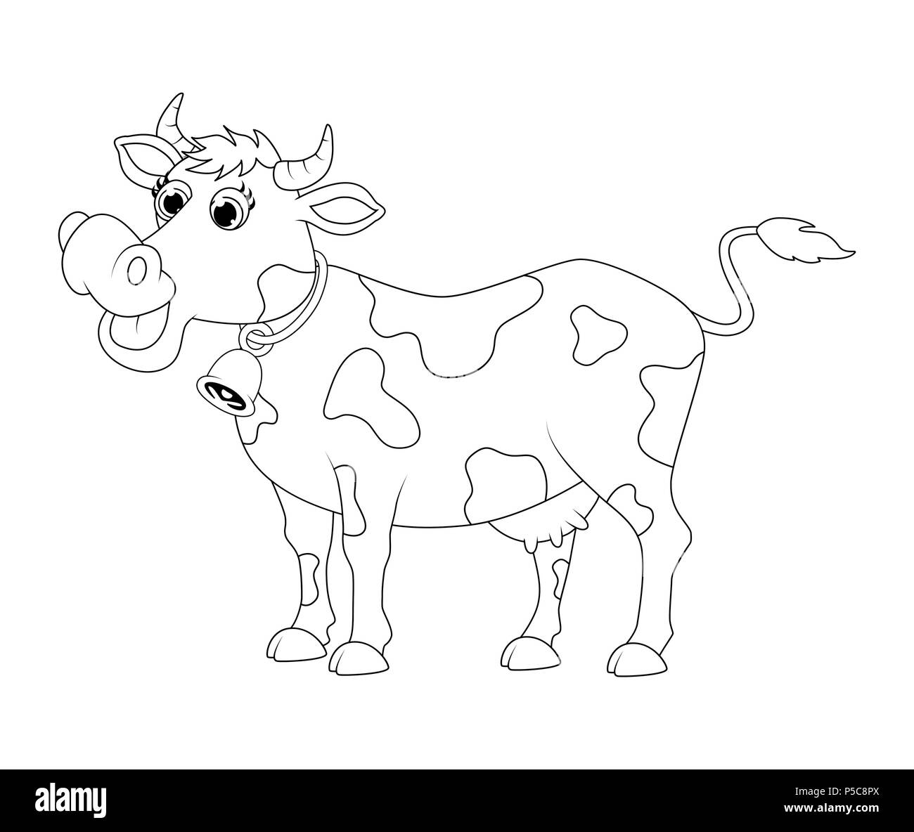 Cartoon carino mucca schema di progettazione isolato su sfondo bianco Illustrazione Vettoriale