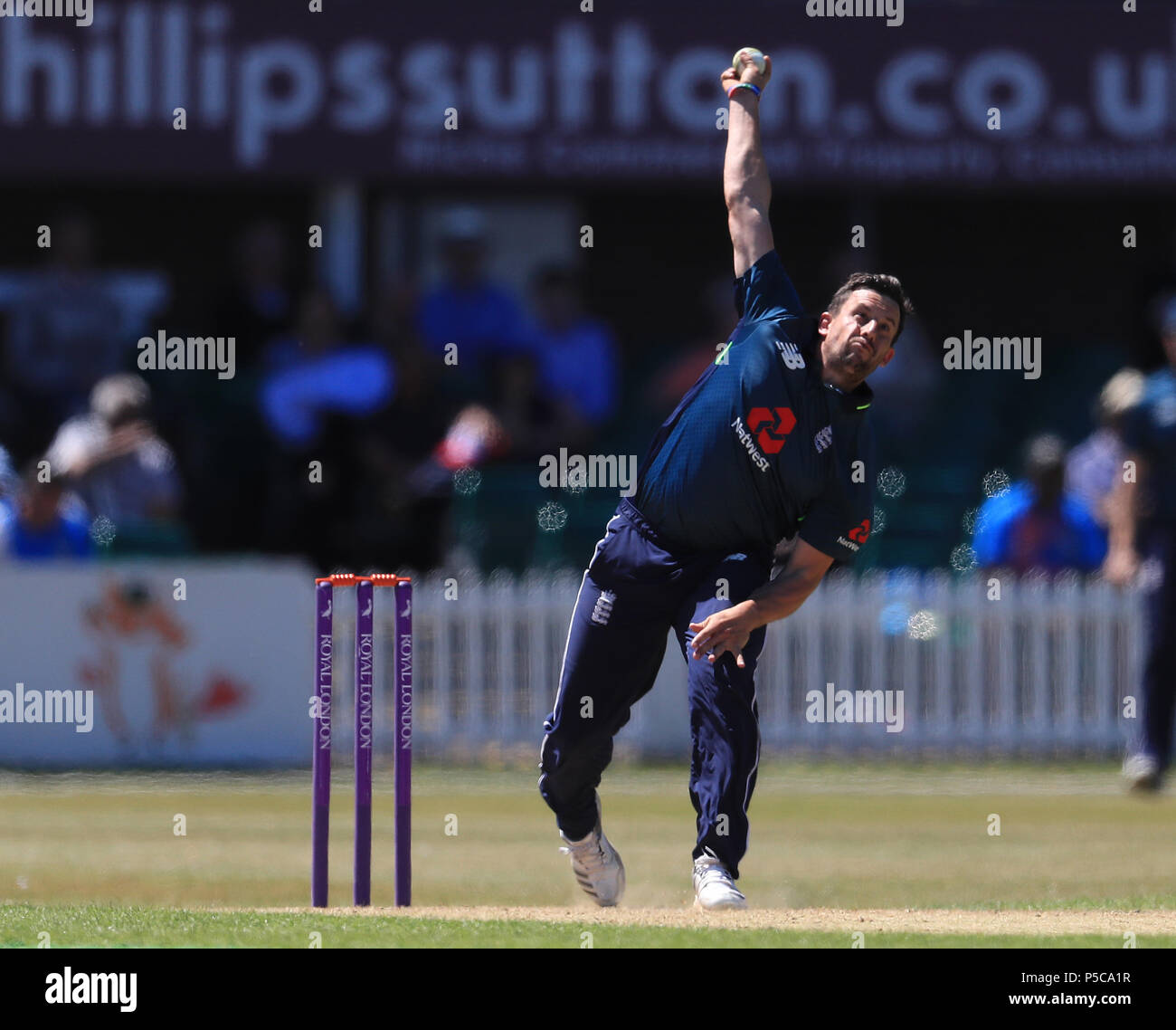 Inghilterra Leven Mullaney Lions durante la Tri-Series match al Fischer County Ground, Leicester. PREMERE ASSOCIAZIONE foto. Data immagine: Martedì 26 giugno 2018. Vedi la storia di PA CRICKET England Lions. Il credito fotografico dovrebbe essere: Mike Egerton/PA Wire. Foto Stock