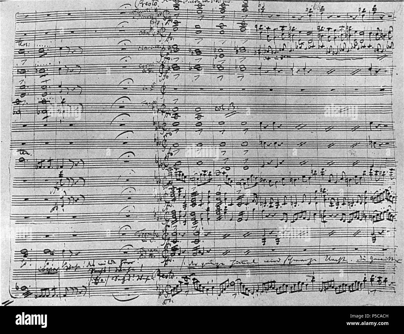 153 autografo punteggio di parte di ACT2 (Wolf's Glen) di 'Der Freischütz" - ONG4p1116 Foto Stock