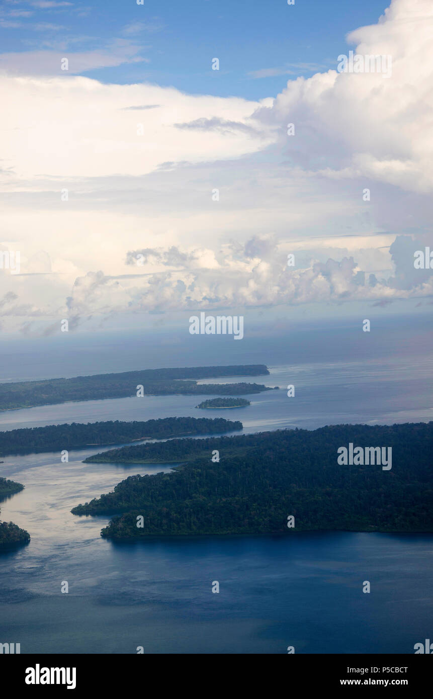 Vista dall'aero piano della finestra, Port Blair, Andaman e Nicobar, India Foto Stock