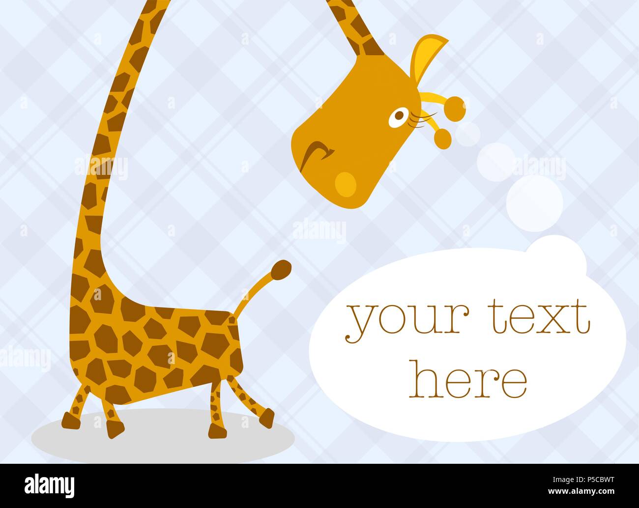 Sorridenti giraffe illustrazione con palloncino di pensiero Illustrazione Vettoriale