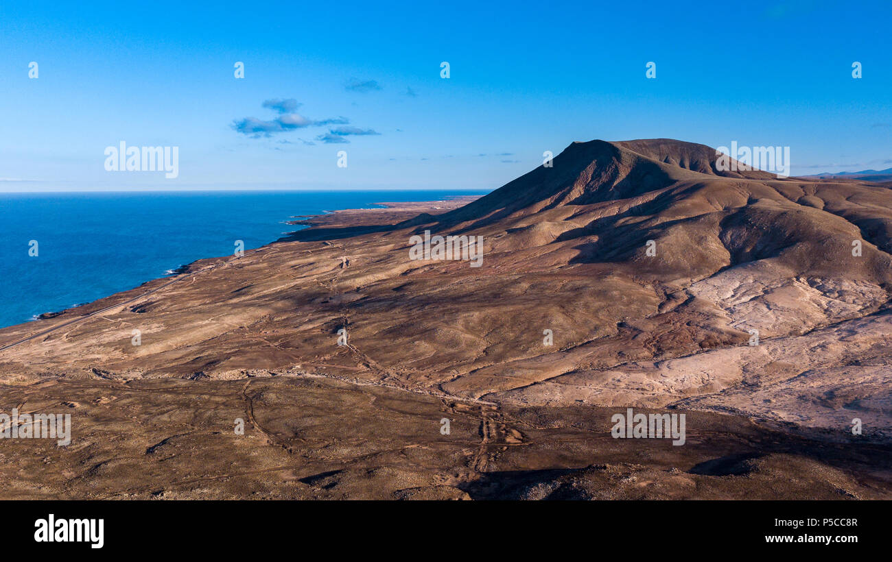 Vista aerea della costa di Corralejo Fuerteventura Isole Canarie Foto Stock