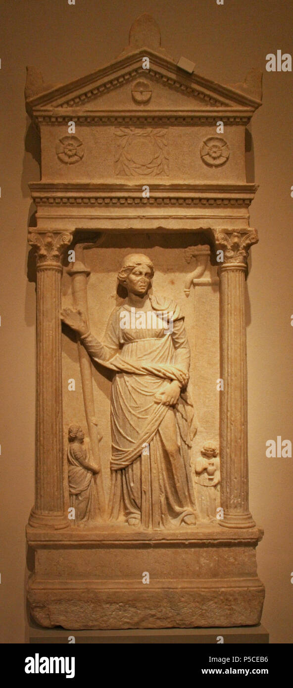 Grave il sollievo di una donna 150 - 100 A.C. N/A 89 Altes Museum - Grabrelief einer Frau Foto Stock