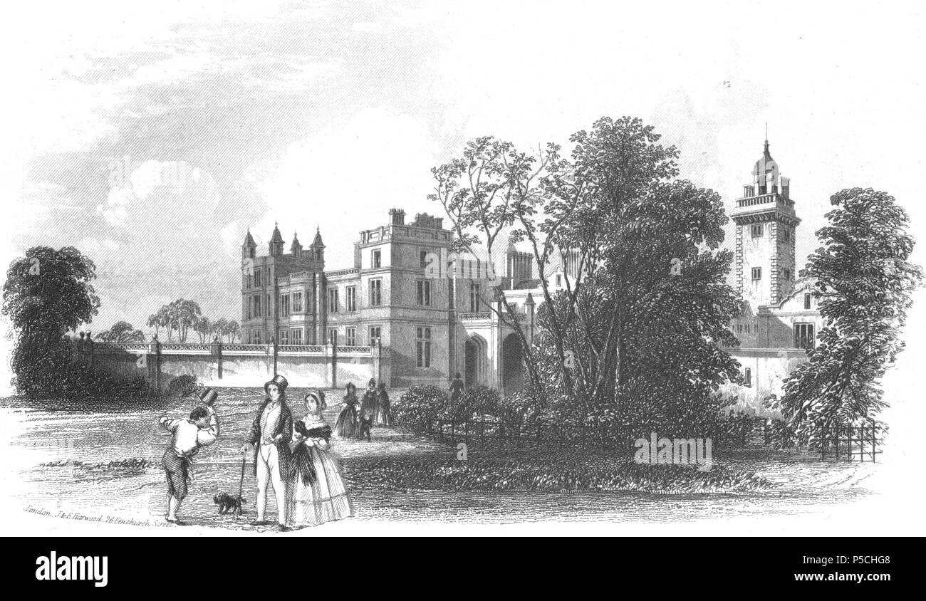 N/A. Vista di Drayton Manor nel 1842, la casa di Sir Robert Peel . 9 maggio 1842. Ignoto intagliatore, pubblicato da J&E Harwood, Londra 471 Drayton Manor Foto Stock