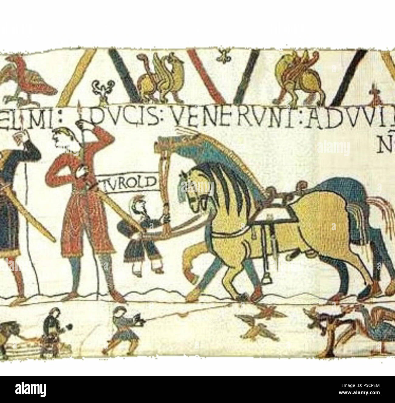 N/A. Inglese: Arazzo di Bayeux scena 10b . Il 27 ottobre 2011. Immagine sul sito web di Ulrich dure. 179 BayeuxTapestryScene10b Foto Stock