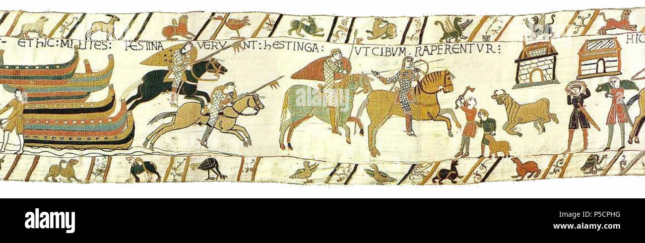 N/A. Inglese: Arazzo di Bayeux. Scena 40 . Il 27 ottobre 2011. Immagine sul sito web di Ulrich dure. 179 BayeuxTapestryScene40 Foto Stock