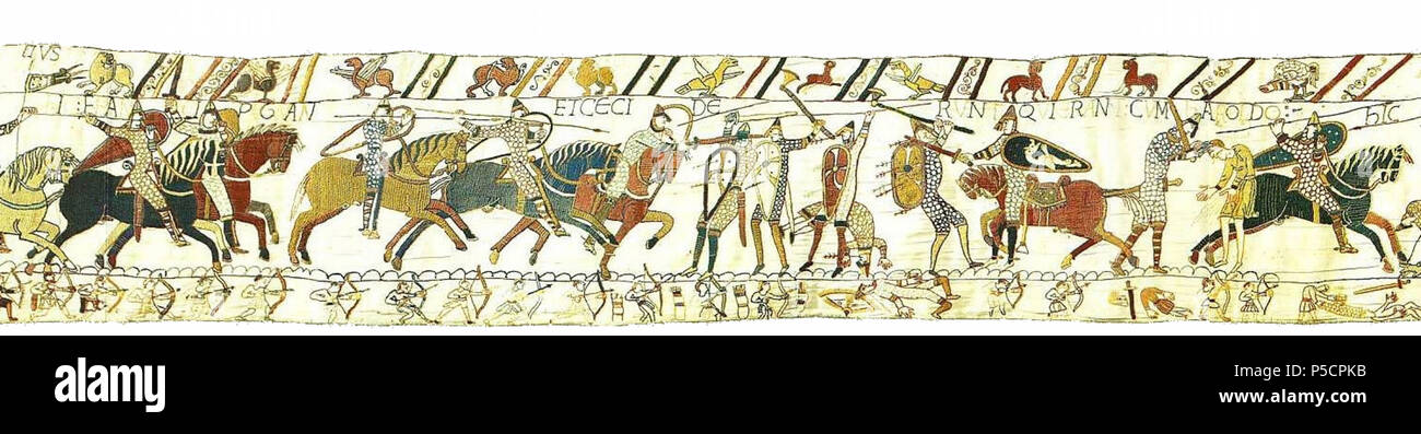 N/A. Inglese: Arazzo di Bayeux. Scena 56 . Il 27 ottobre 2011. Immagine sul sito web di Ulrich dure. 179 BayeuxTapestryScene56 Foto Stock