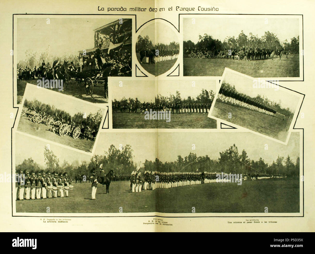 338 Cile - Parada militar en el Parque Cousiño (1907) Foto Stock